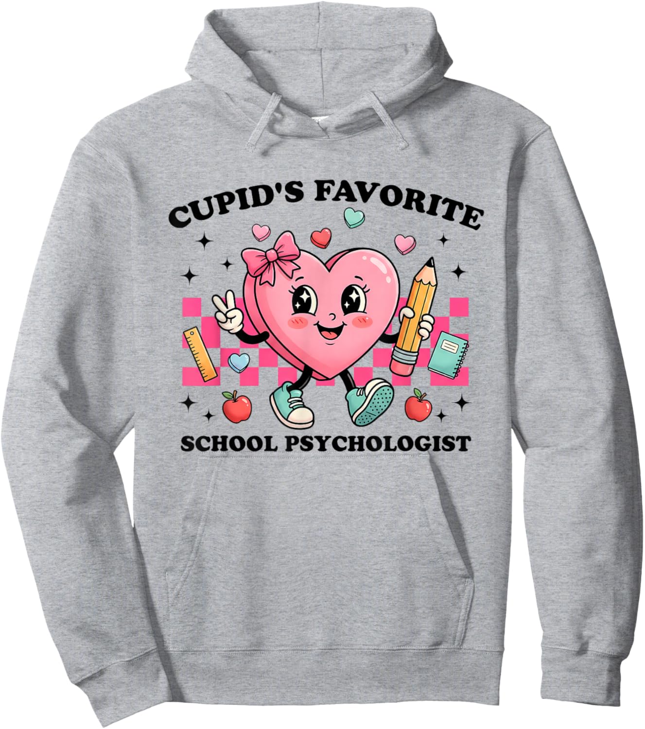 Cupid’s Favorite School Psychologist Valentines Funny Cupid Hoodie - Hoodie | Ash