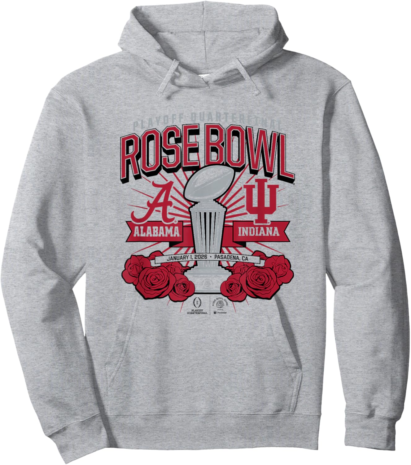 Indiana & Alabama - Rose Bowl Game Matchup - 2025 CFP Hoodie - Hoodie | Ash