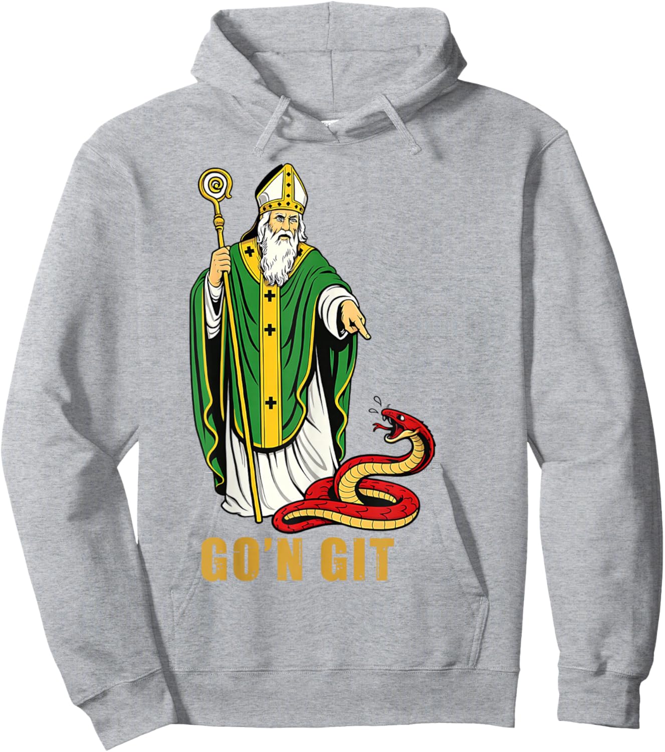St Patrick Snake Gon Git Card Saint Pattys Men Women Kids Hoodie - Hoodie | Ash