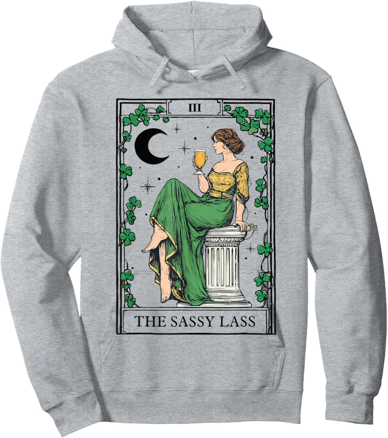 The Sassy Lass St Patrick’s Day Irish Tarot Card Hoodie - Hoodie | Ash