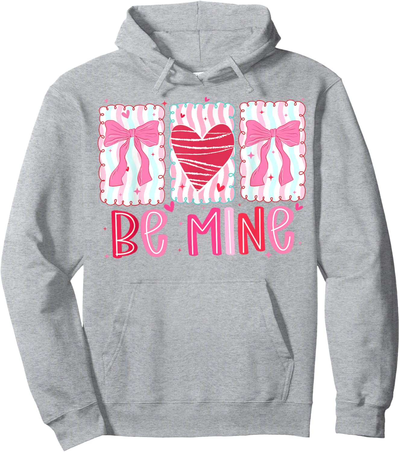 Be Mine Coquette Bow Valentine Brushstroke Pink Love Girly Hoodie - Hoodie | Ash