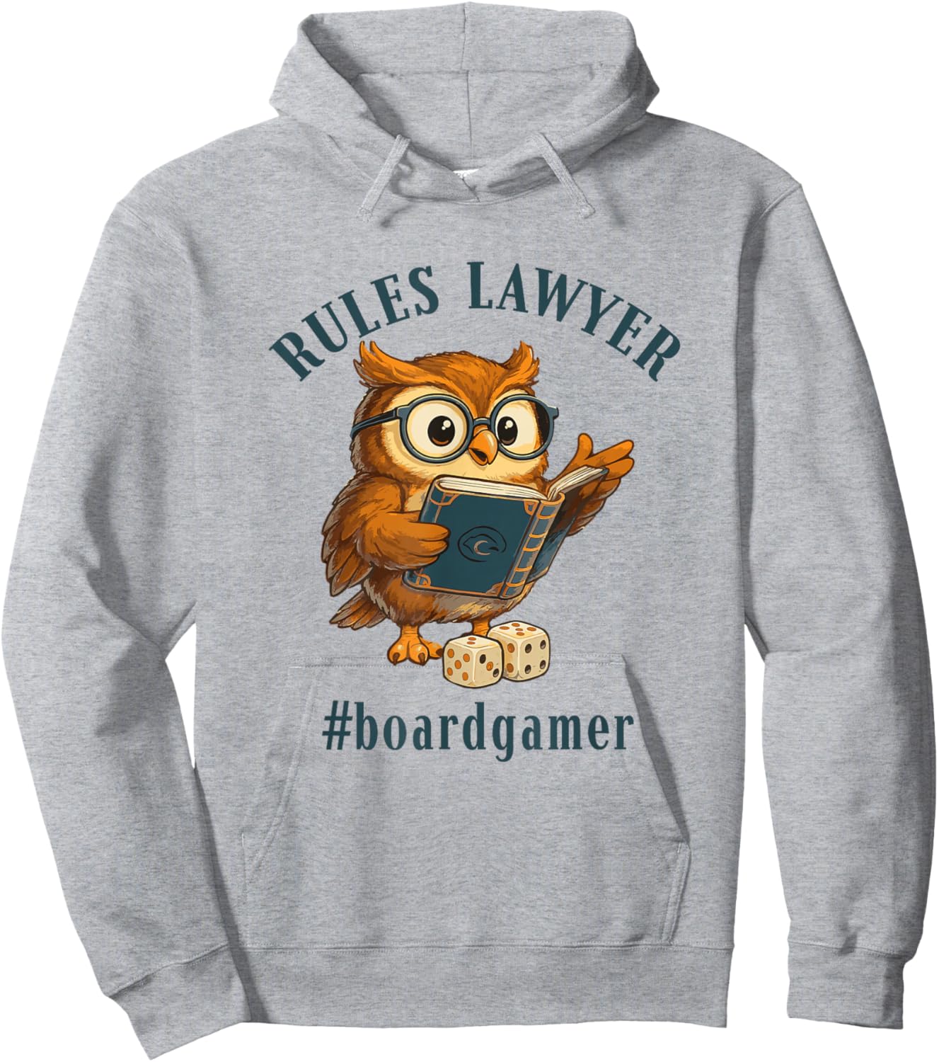 Cute Owl with Glasses Rules Lawyer Board Gamer Play Games Hoodie - Hoodie | Ash