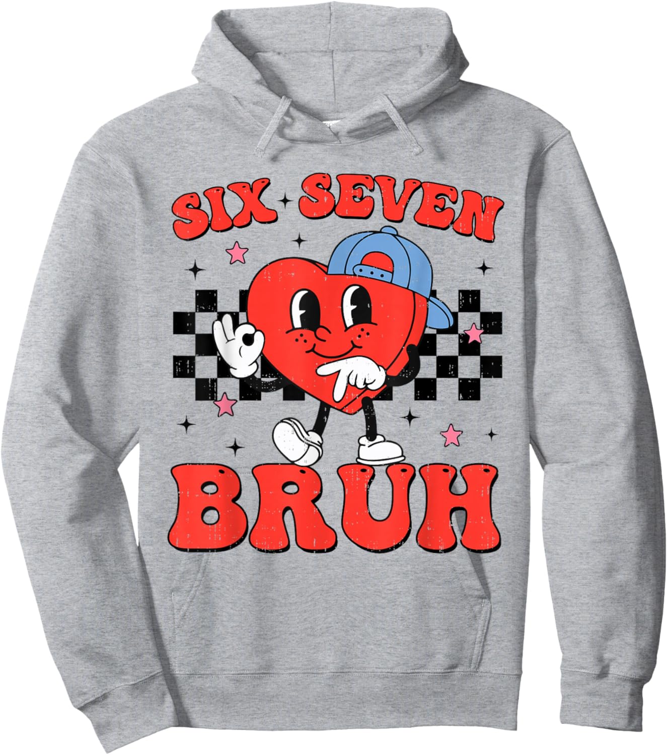 Six Seven Bruh 6 7 Meme Funny Valentines Day Boys Kids Hoodie - Hoodie | Ash