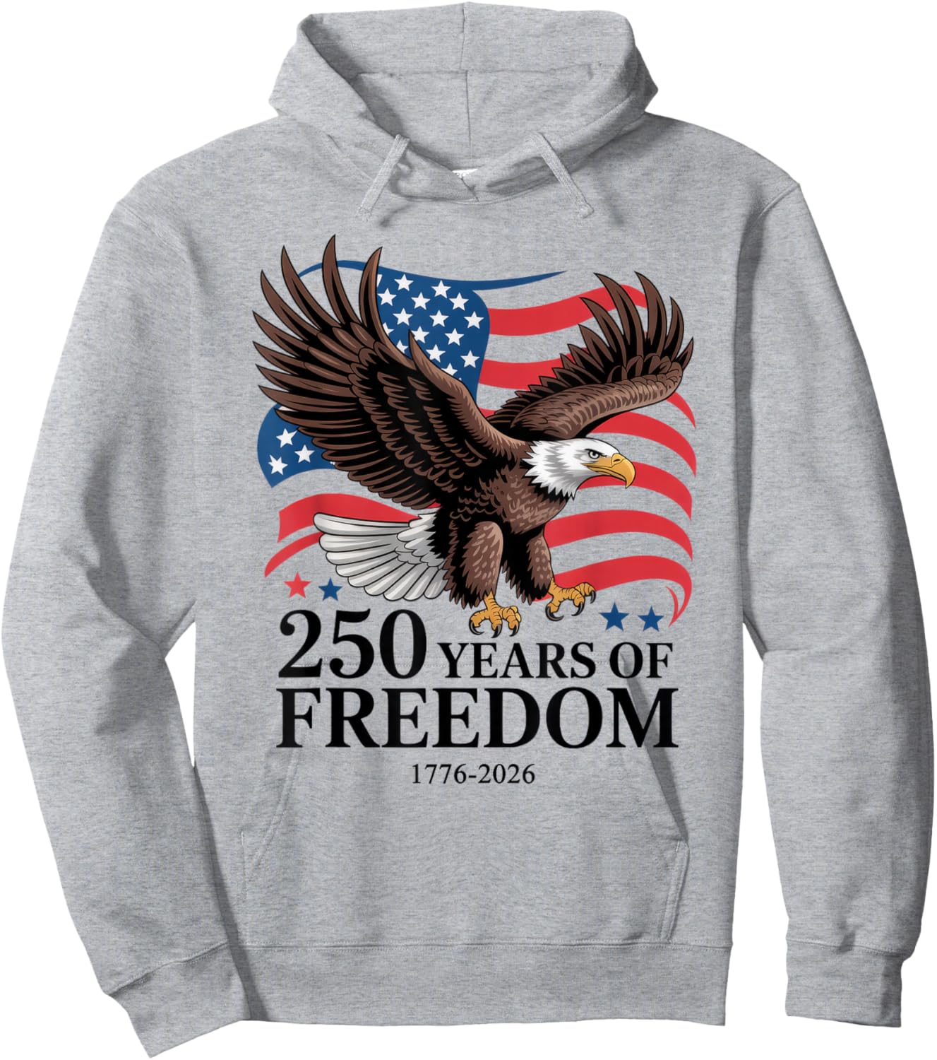 4th of July American Flag Vintage 250 Years 1776 2026 USA Hoodie - Hoodie | Ash