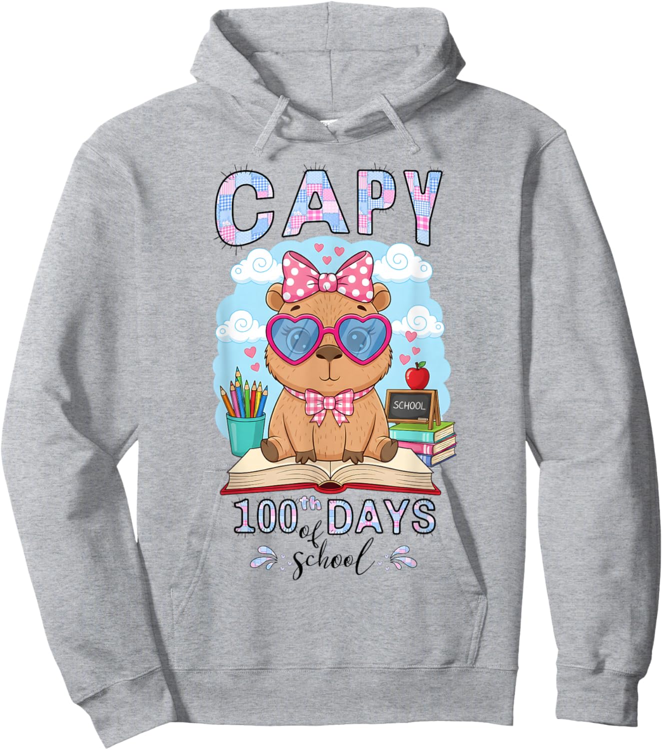 Capy 100th Days of School Capybara 100 Days Smarter Cute Hoodie - Hoodie | Ash