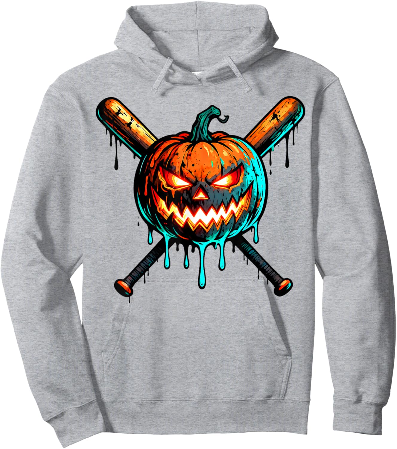 Pumpkin Halloween Baseball Ice Cream Drip Spooky Boys Youth Hoodie - Hoodie | Ash