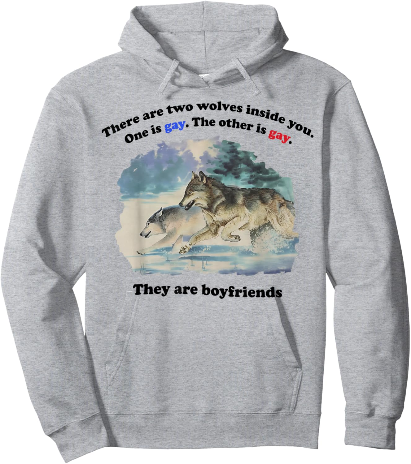 There are Two Wolves Inside You Both are Gay Pride Meme Hoodie - Hoodie | Ash