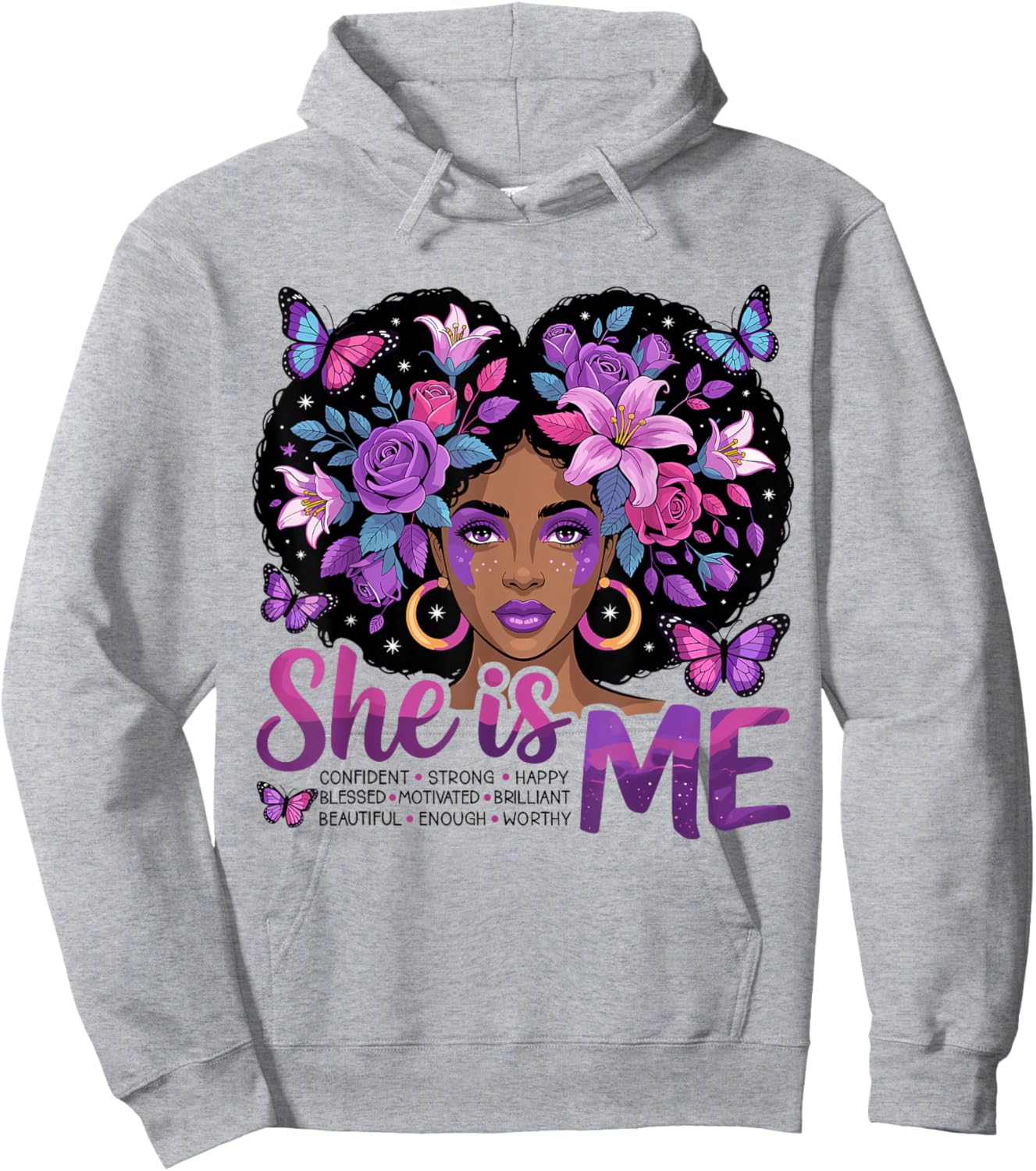 She is Me Black Women Empowerment Strong Educated Blessed Hoodie - Hoodie | Ash