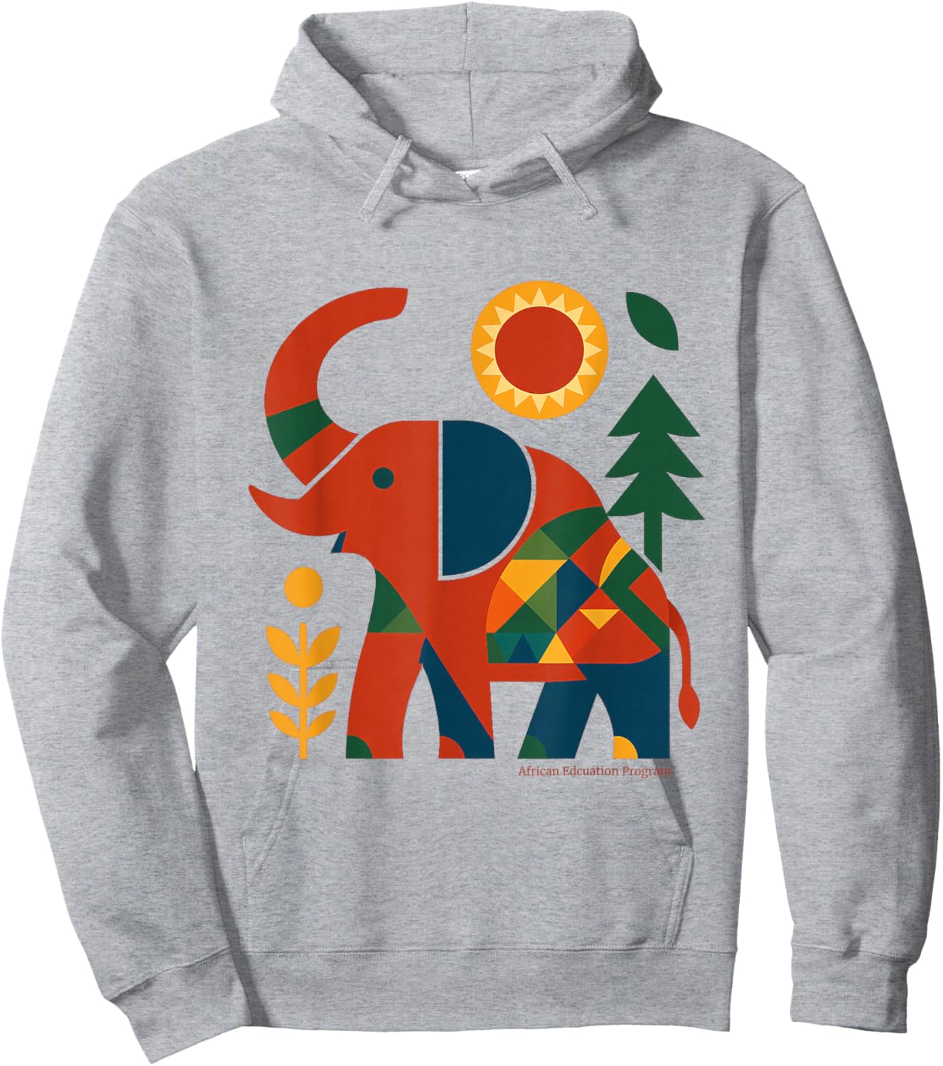 Geometric Elephant Nature (Red & Deep Blue Edition) Hoodie - Hoodie | Ash