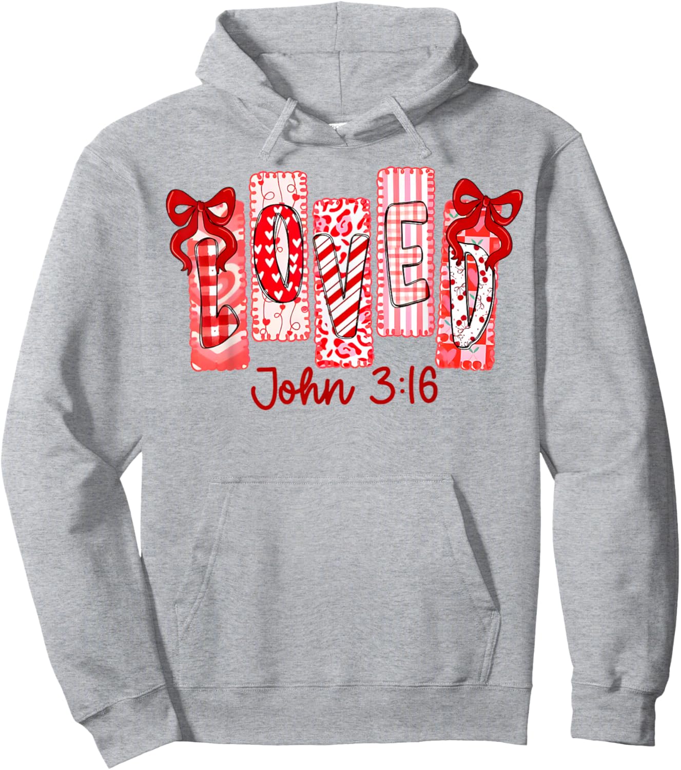 Christian Valentine Loved John 316 Coquette Bow Valentine Hoodie - Hoodie | Ash