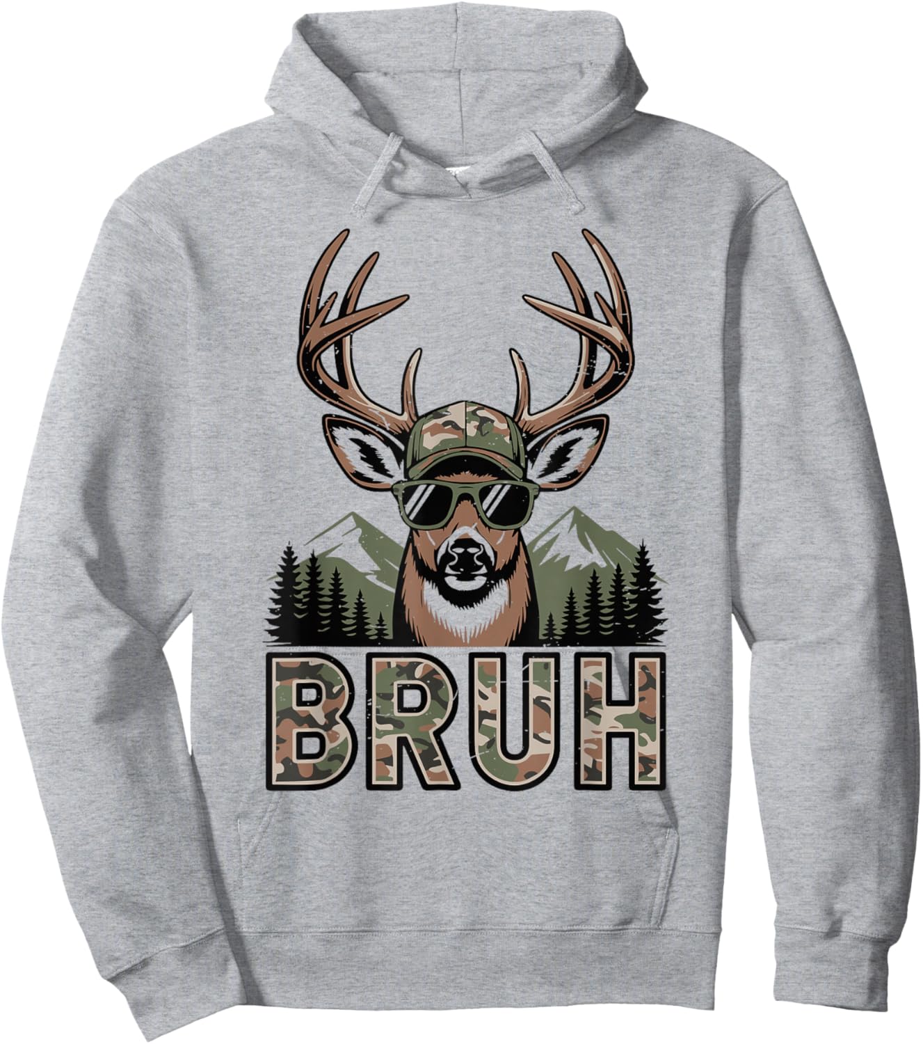 Youth Bruh Camo Deer Hunting Camouflage Elk Buck Funny Boys Hoodie - Hoodie | Ash