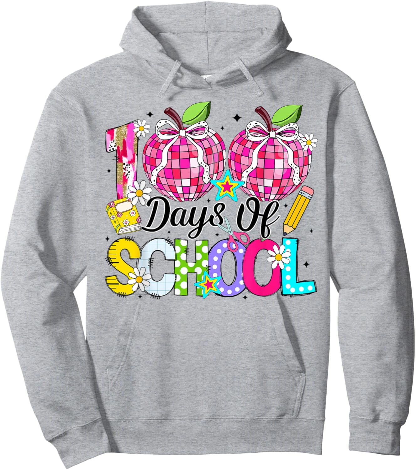 100th Day of School Coquette Bow Girls Teachers Classroom Hoodie - Hoodie | Ash