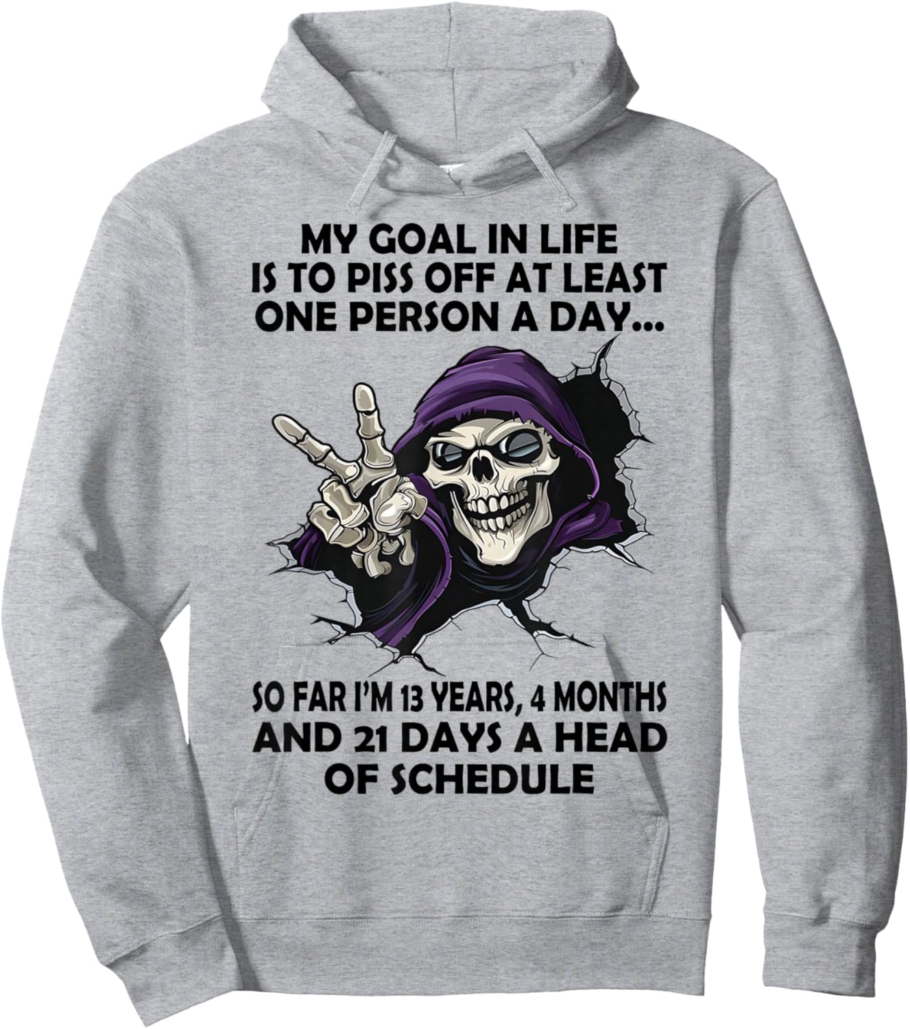 Skull - My Goal in Life is to Piss Off at Least One Person Hoodie - Hoodie | Ash