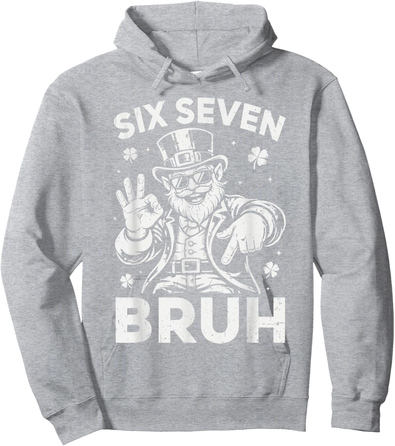 Bruh 67 St. Patrick's Day Leprechaun Six Seven 6 7 Boys Kids Hoodie - Hoodie | Ash