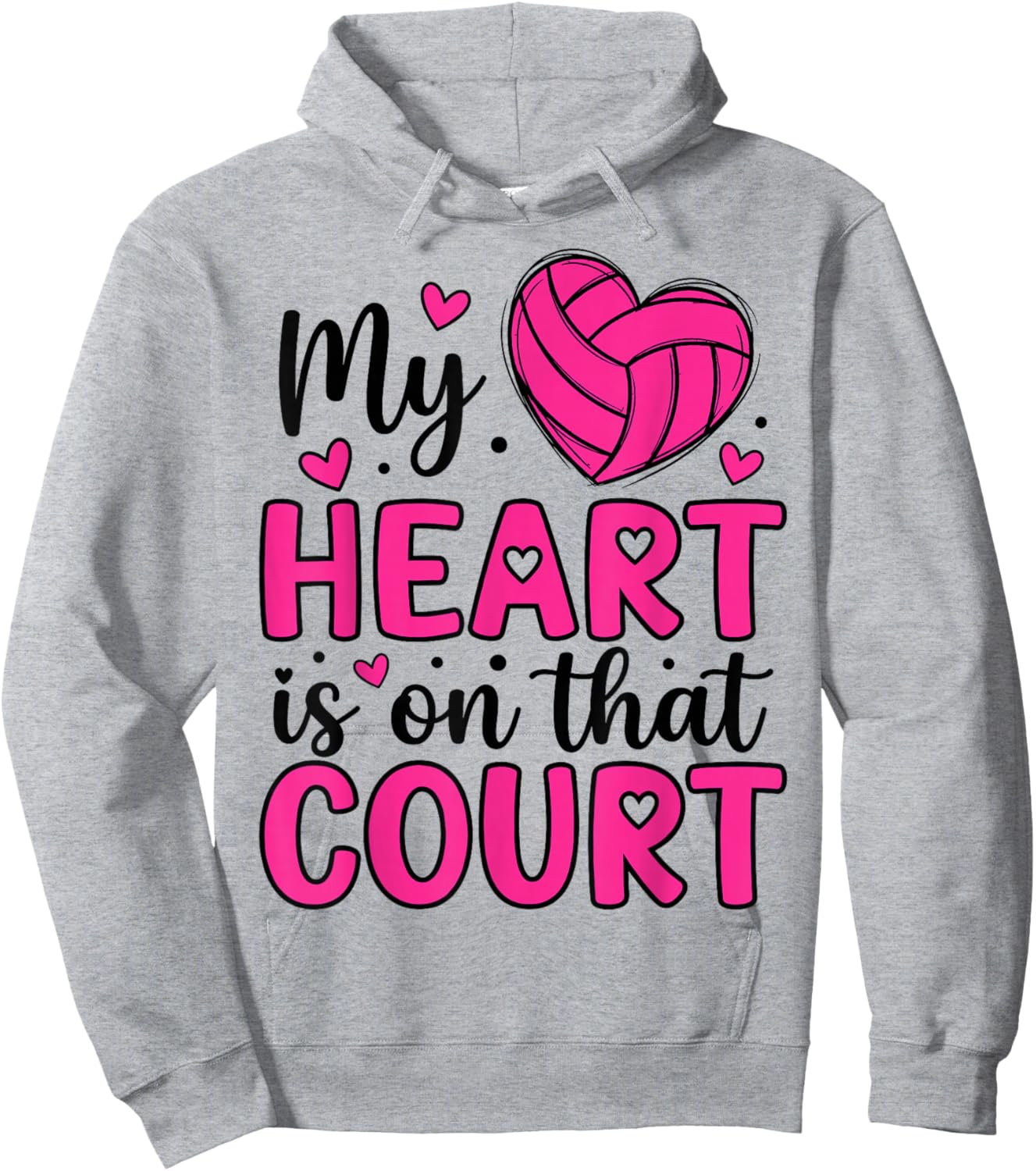 My Heart is On That Court - Volleyball Lover Valentine’s Day Hoodie - Hoodie | Ash
