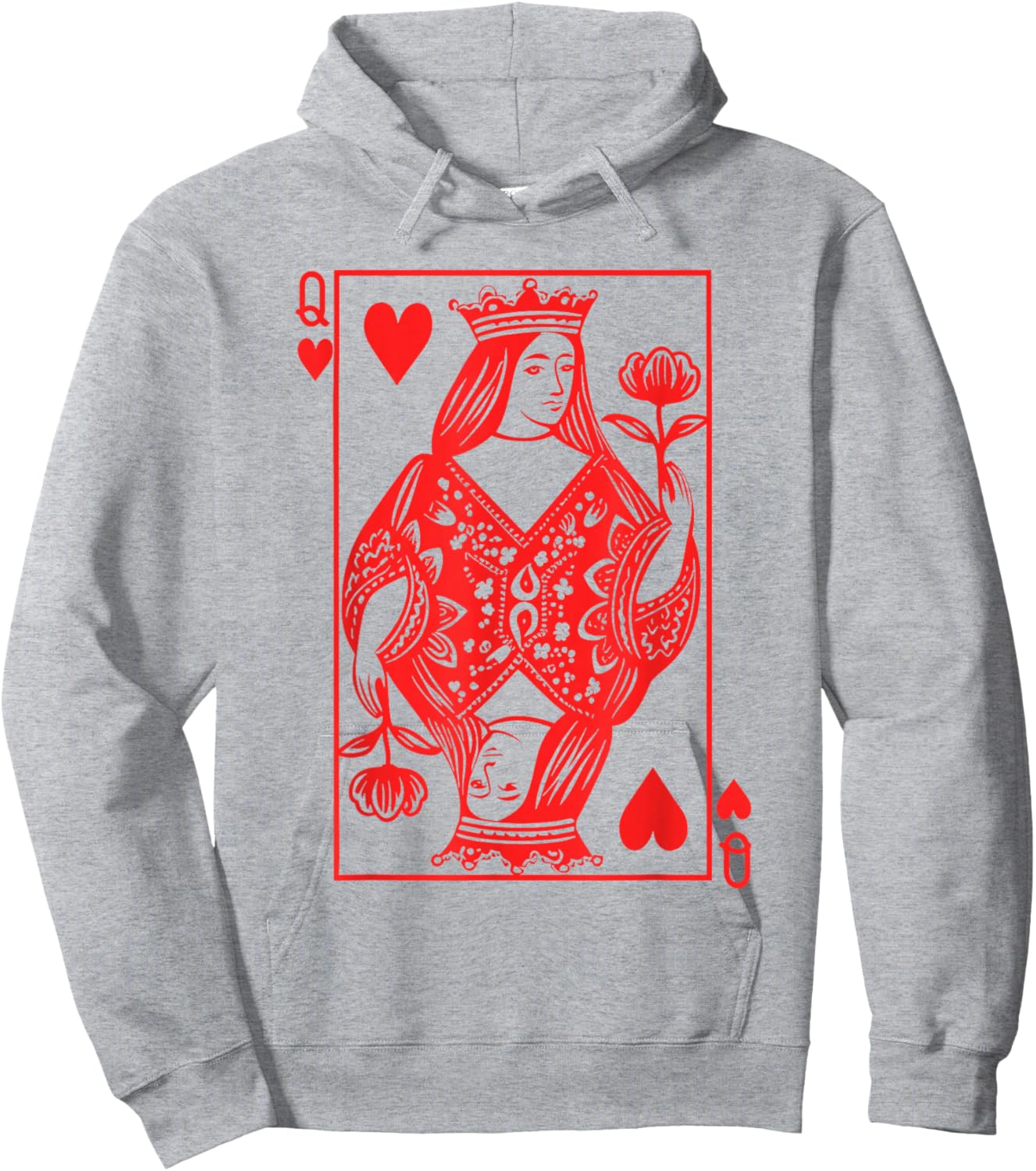 Queen of Hearts Girl Valentine Toddler Girls Valentine's Day Hoodie - Hoodie | Ash