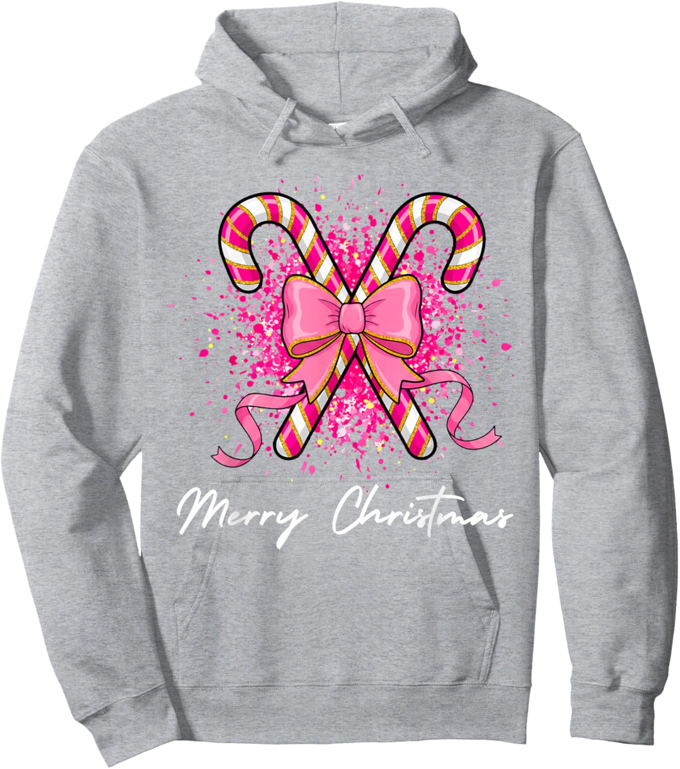 Christmas Pink Bow Croquette Candy Toddler Girls Teens Women Hoodie - Hoodie | Ash