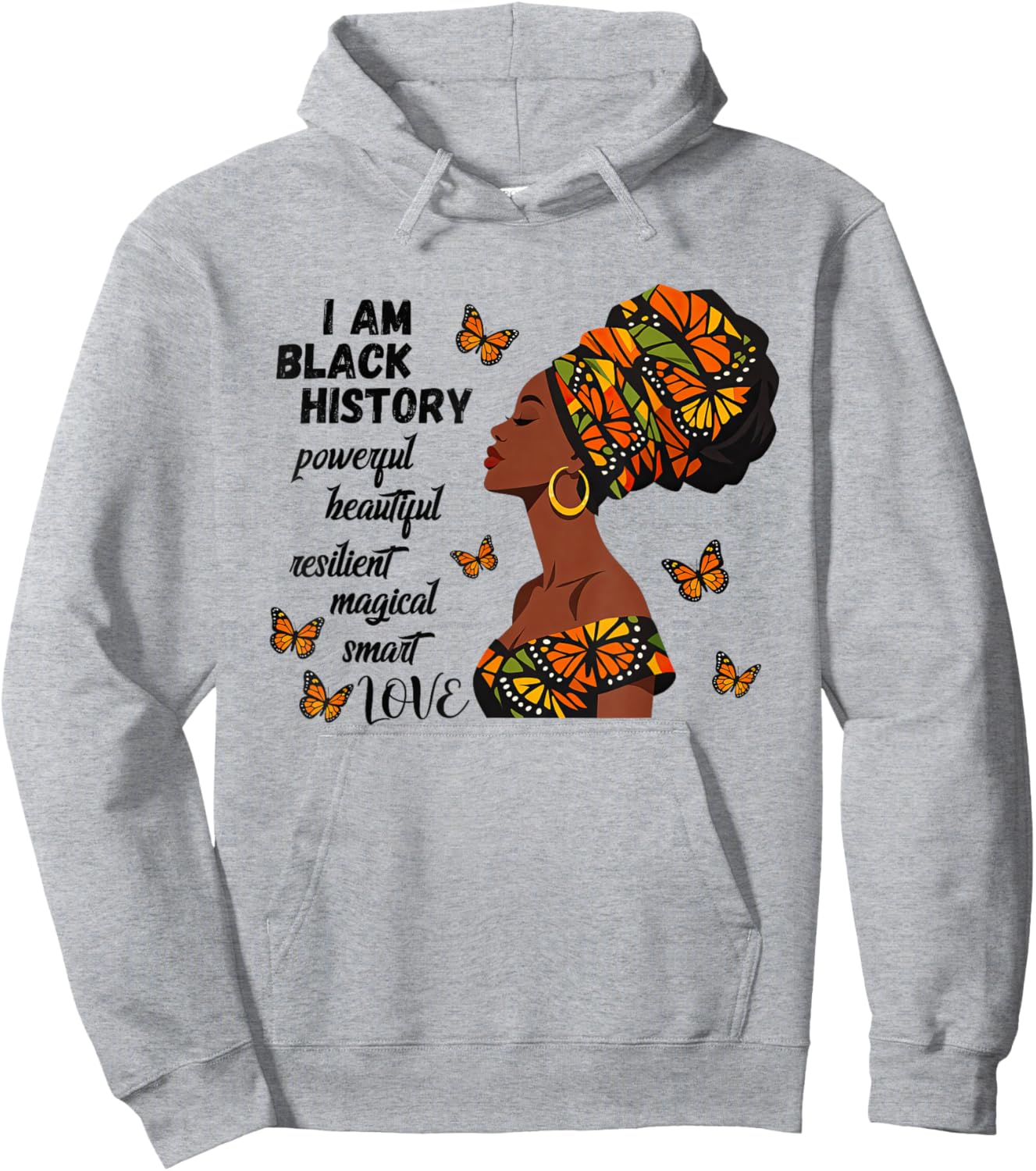 I-Am Black History Month Melanin Afro Woman African Pride Hoodie - Hoodie | Ash