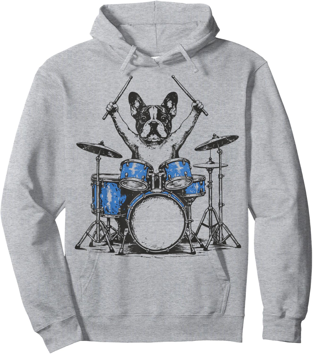 French Bulldog Drummer Frenchie Drumming Dog Drummer Hoodie - Hoodie | Ash