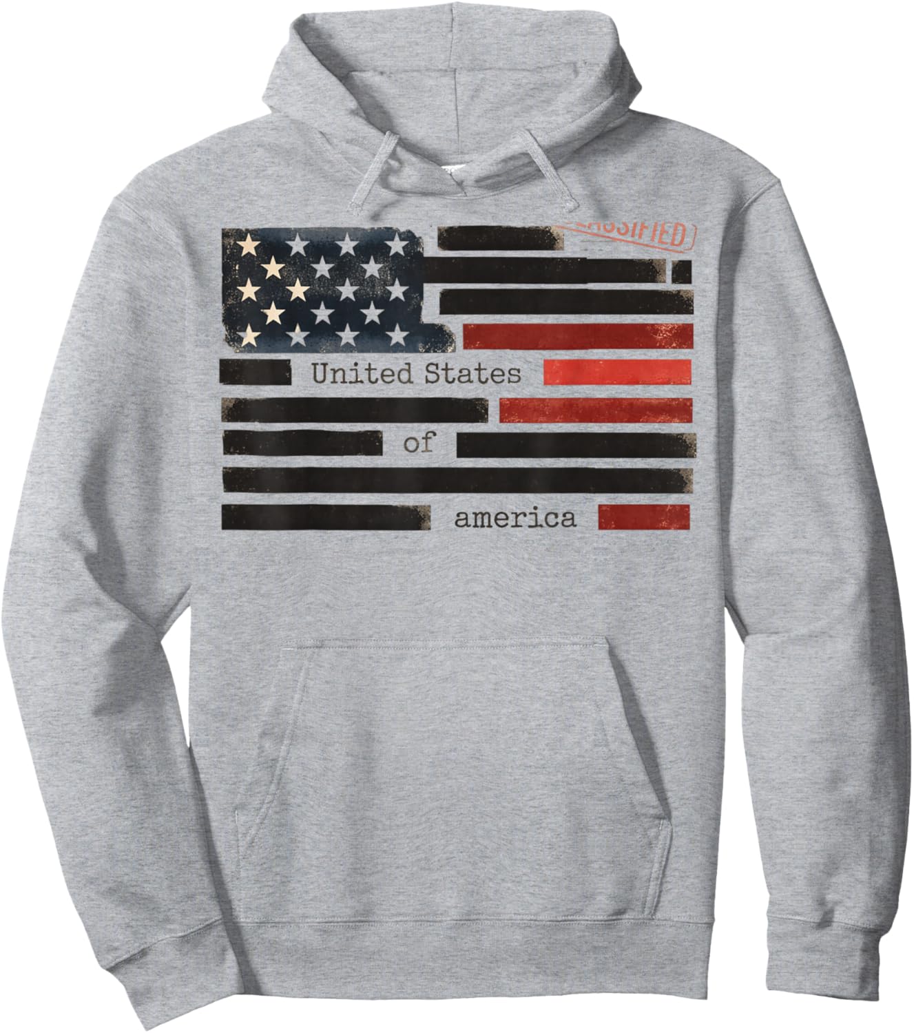 Censored Documents USA Flag Democracy Redacted Files Style Hoodie - Hoodie | Ash