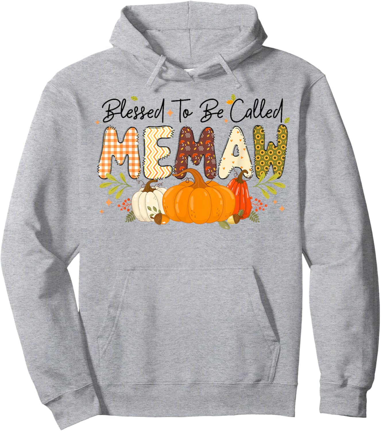 Blessed Memaw Pumpkin Fall Autumn Thanksgiving Mom Women Hoodie - Hoodie | Ash
