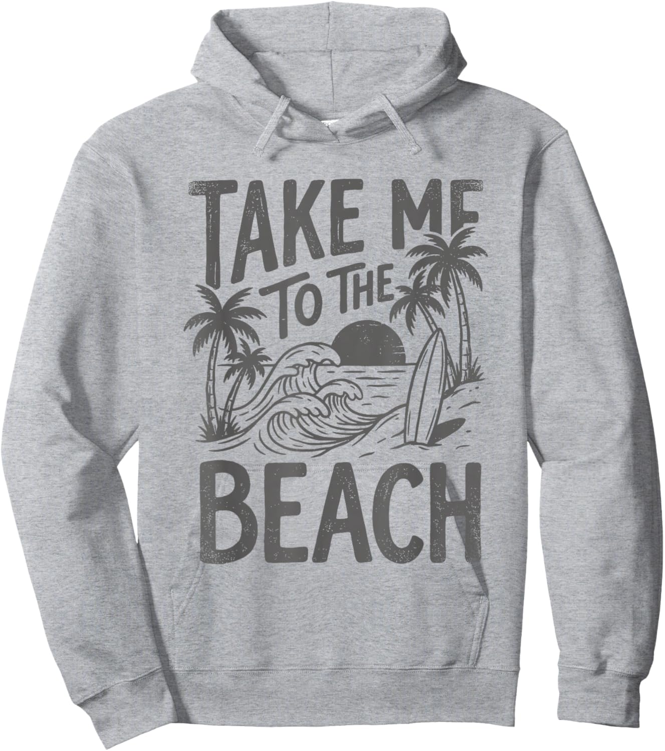 Take Me to The Beach Palm Tree Surf Sunset Retro Vacation Hoodie - Hoodie | Ash