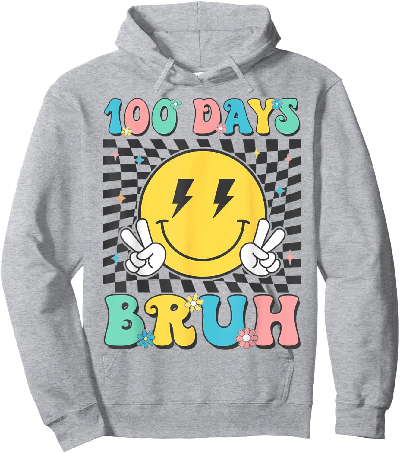 Cute100 Days Bruh100th Day of School Vibes Kids Boys Girls Hoodie - Hoodie | Ash
