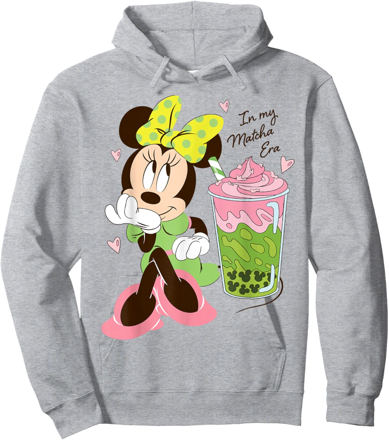 Disney Minnie Mouse Valentine's Day Cute in My Matcha Era Hoodie - Hoodie | Ash
