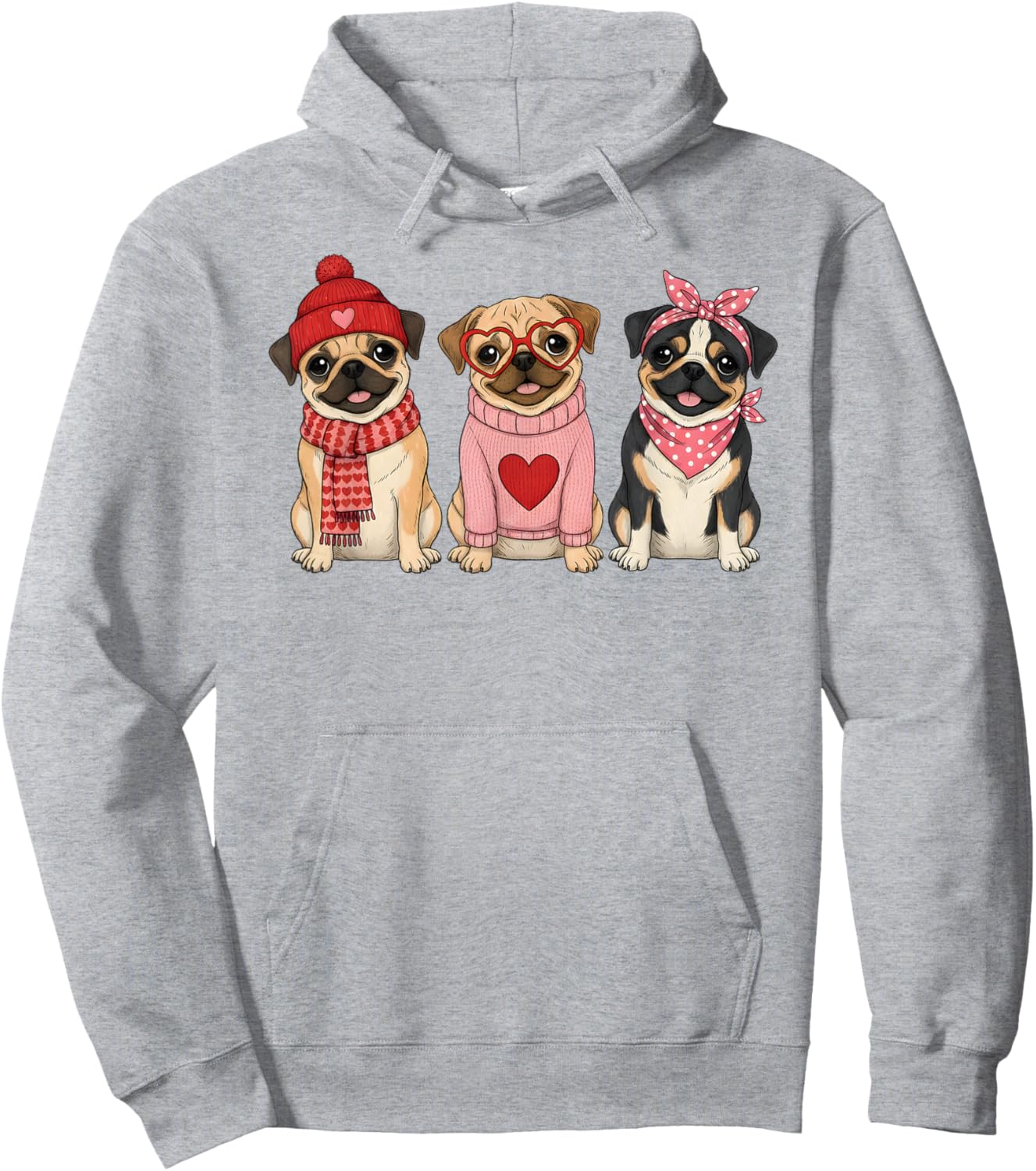 Cute Puggle Valentine Dog Hoodie - Hoodie | Ash