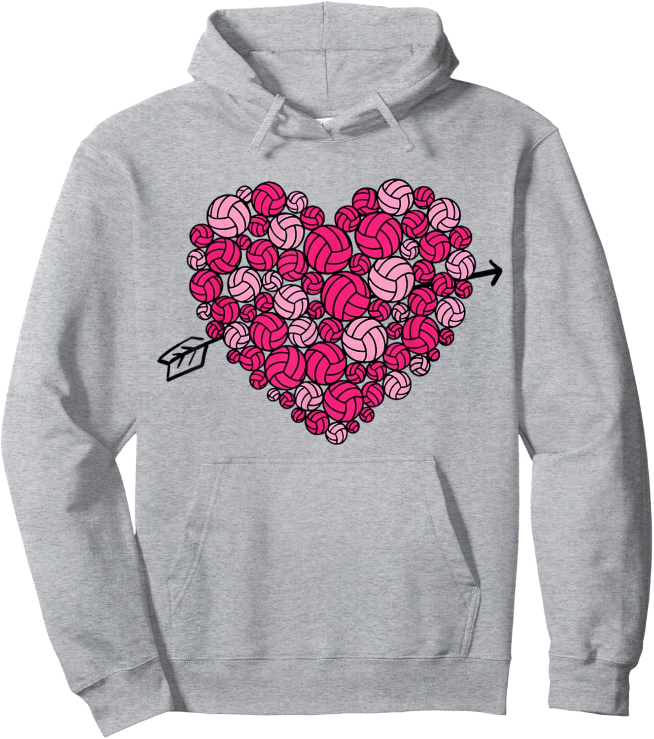 Valentine's Day Volleyball Heart Sports Lover Women Girls Hoodie - Hoodie | Ash