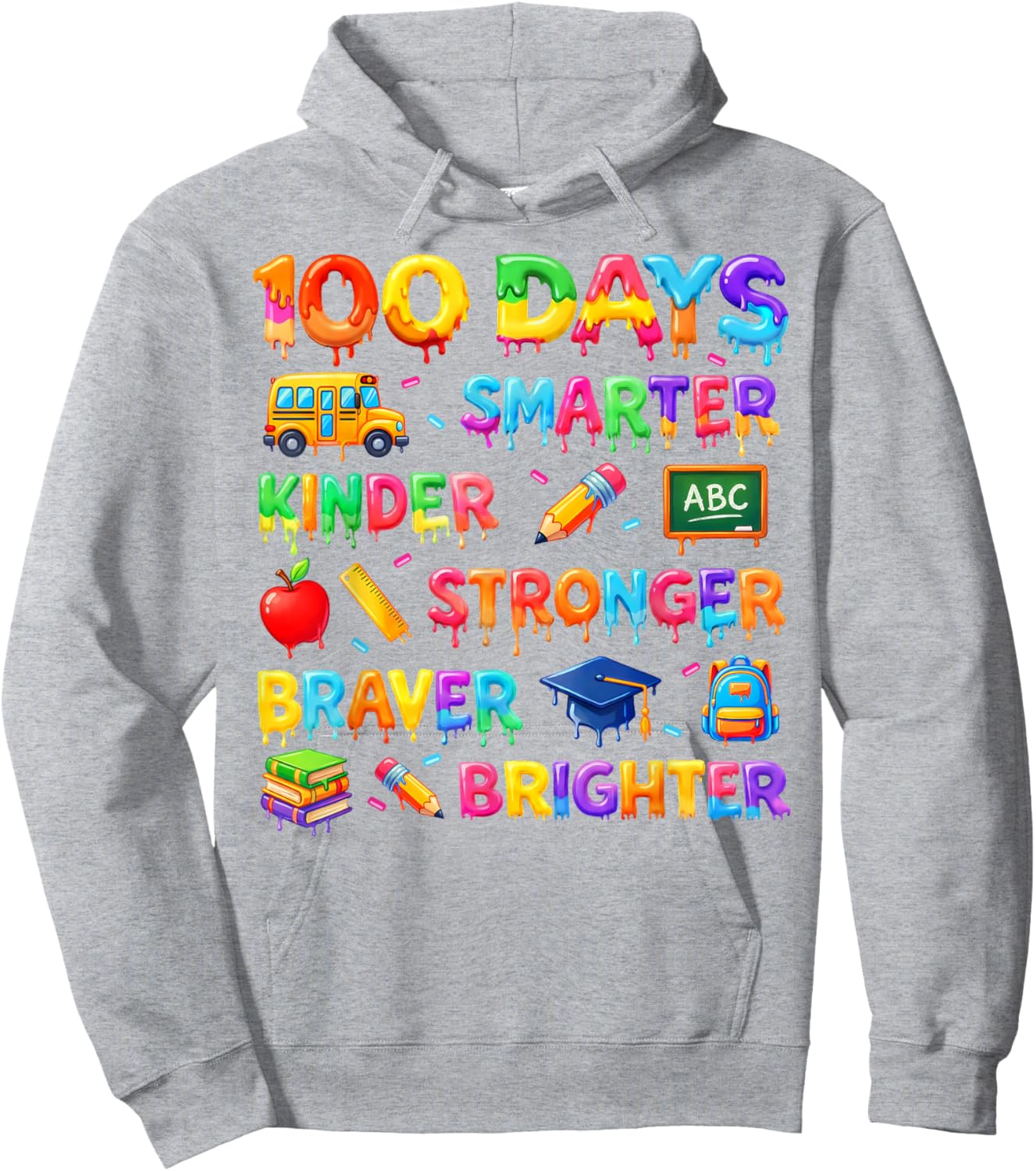 100 Days Smarter Kinder Ice Cream 100th Day of School Kids Hoodie - Hoodie | Ash