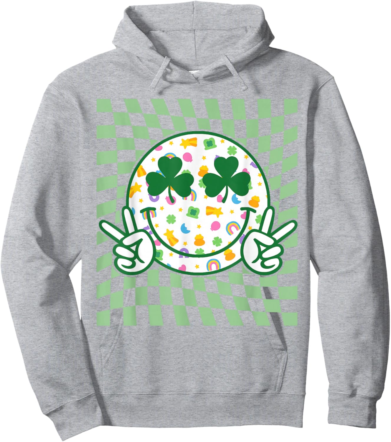 Retro Groovy Hippie Shamrock Happy St Patricks Day Kid Girl Hoodie - Hoodie | Ash