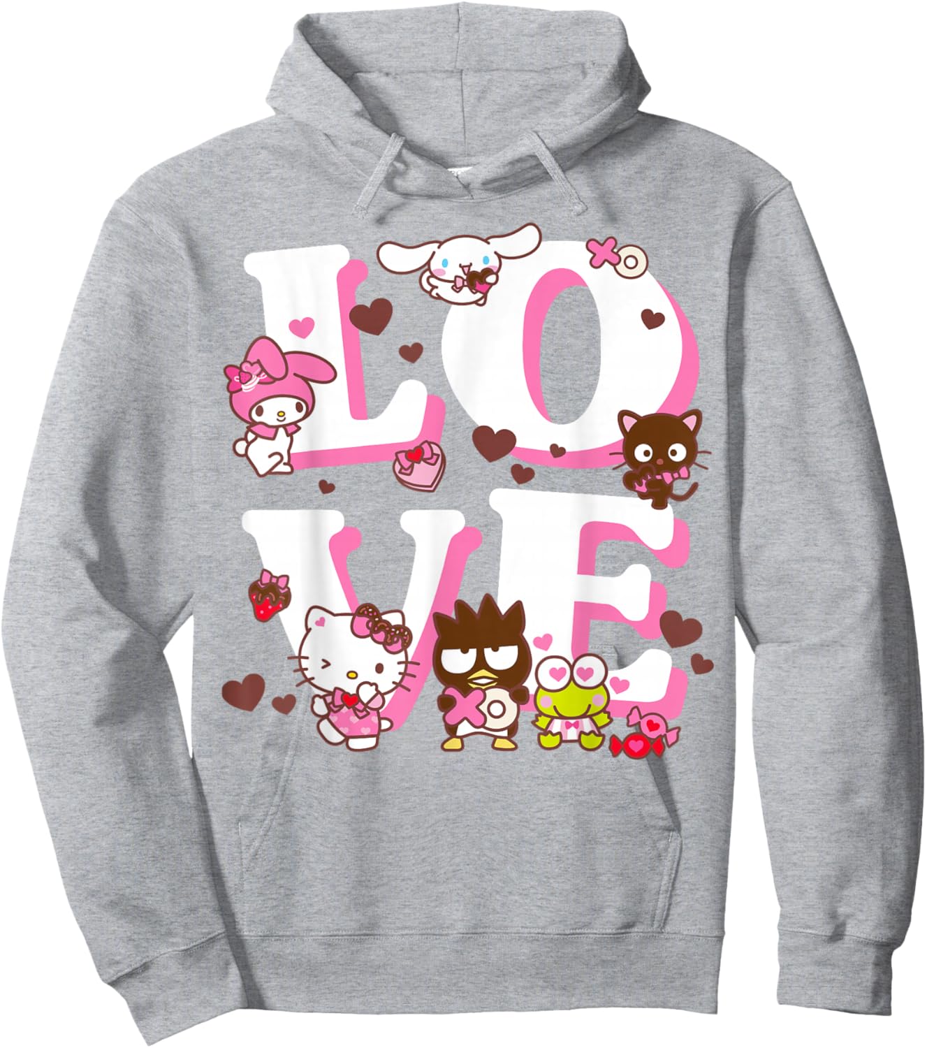 Hello Kitty Valentine's Day Love Cute Sanrio Friends Hoodie - Hoodie | Ash