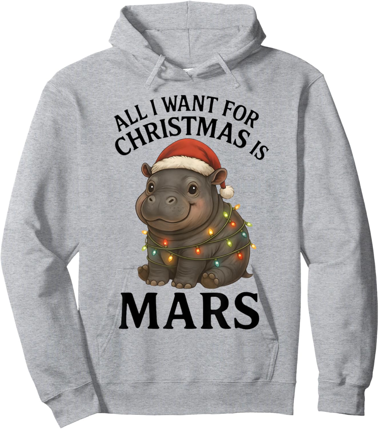 Mars The Hippo Christmas Baby Hippo Mars Viral Pygmy Hippo Hoodie - Hoodie | Ash