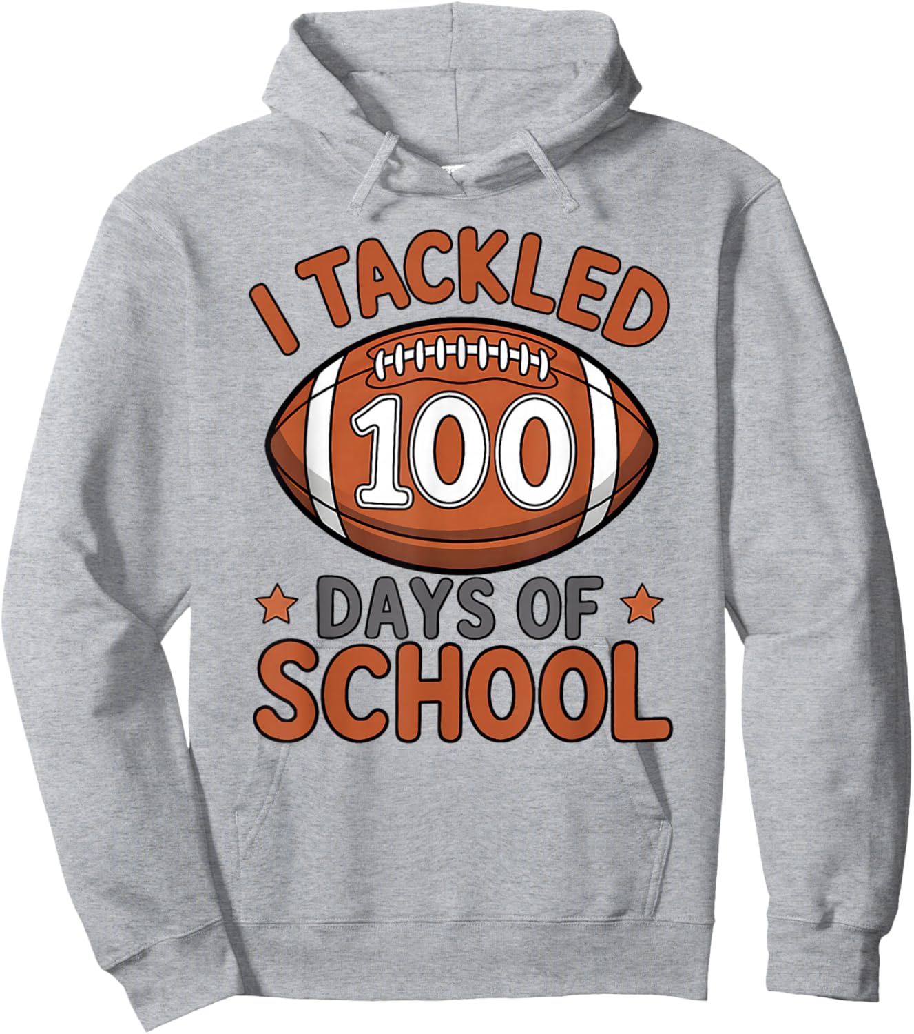 100th Day of School Football Boys Kids 100 Days of School Hoodie - Hoodie | Ash