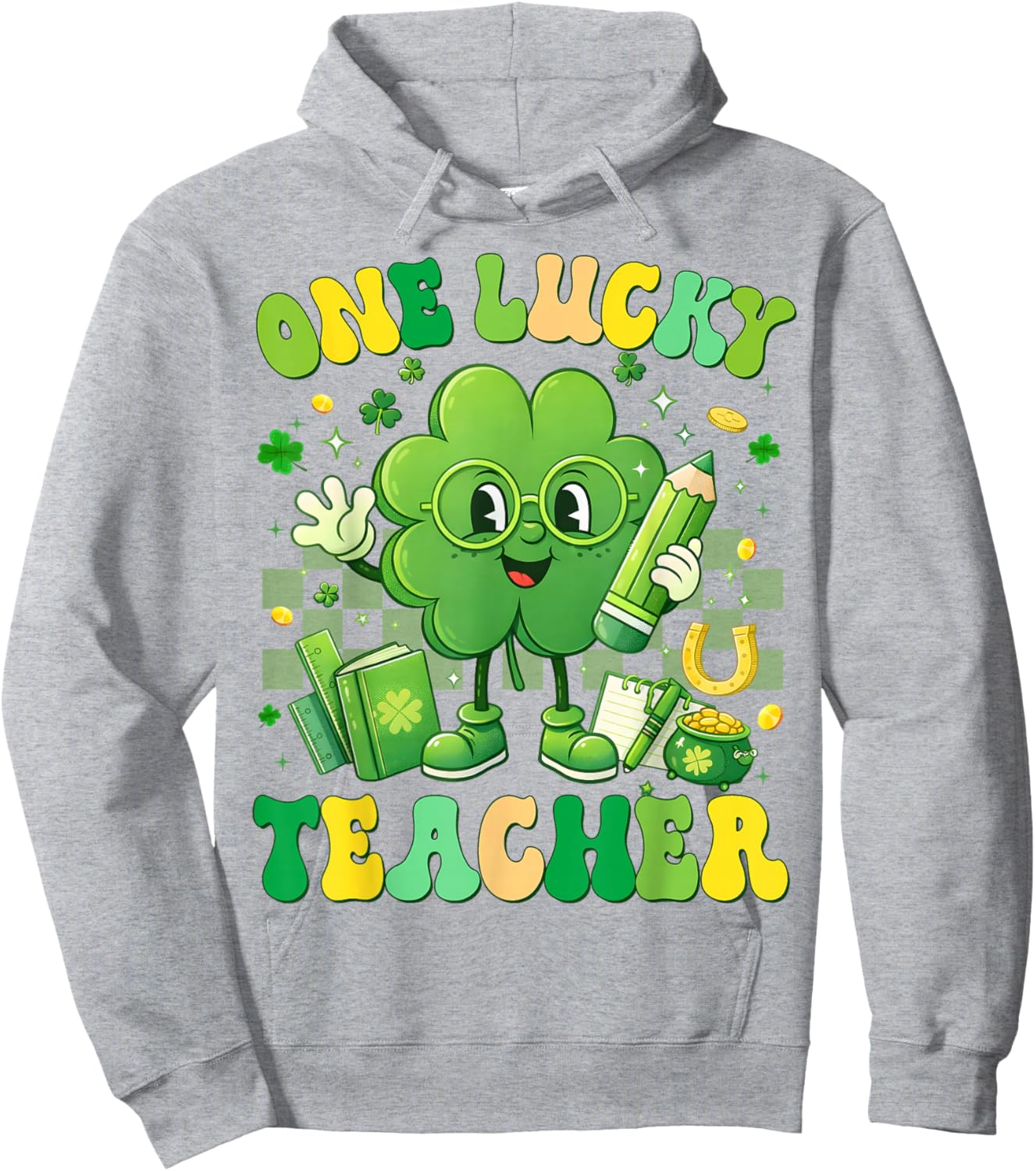 One Lucky Teacher Shamrock St Patricks Men Women Hoodie - Hoodie | Ash