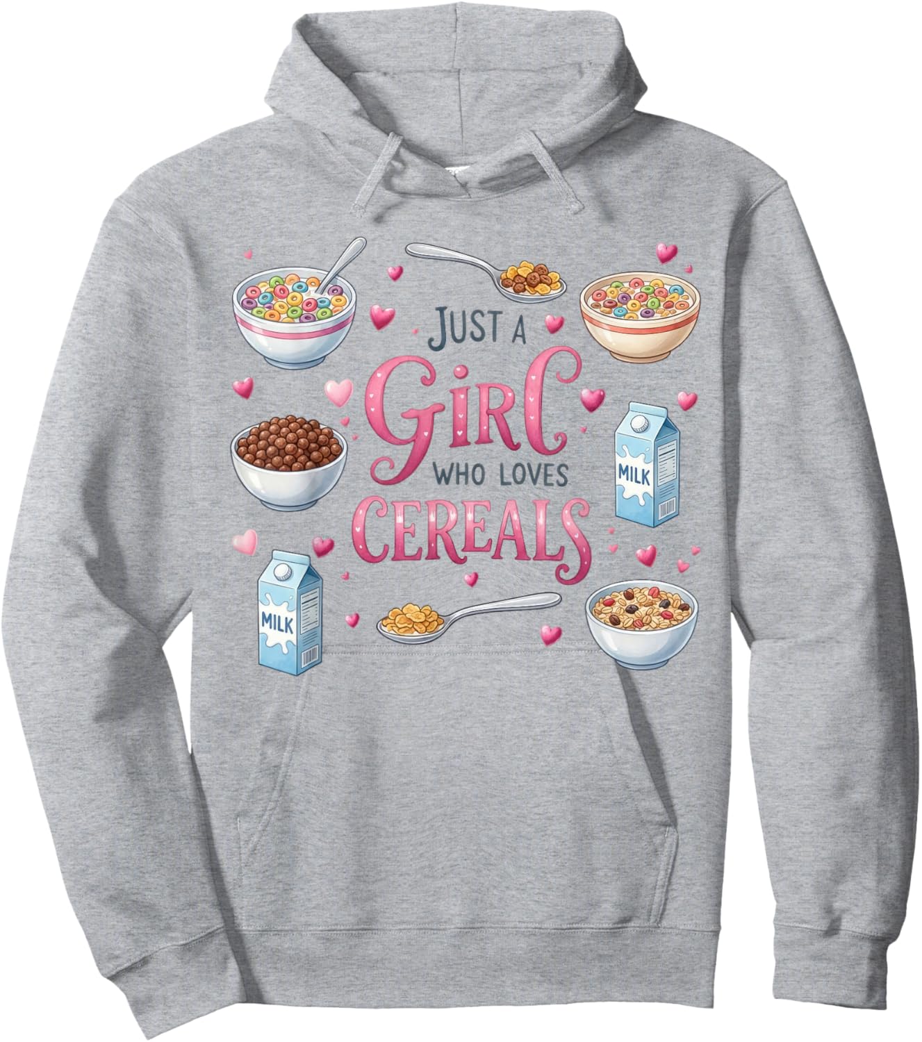 Just A Girl Who Loves Cereals Colorful Breakfast Hoodie - Hoodie | Ash