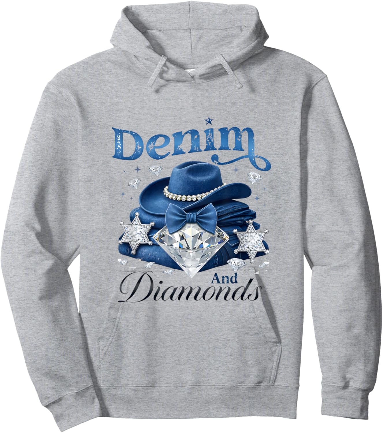 Denim and Diamonds Western Cowgirl Glam Style Men Hoodie - Hoodie | Ash
