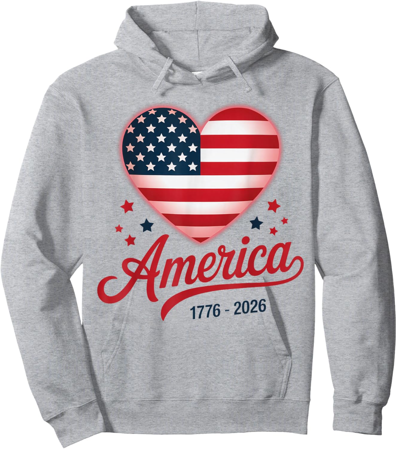 Flag Heart 1776 2026 July 4th 250th Birthday Hoodie - Hoodie | Ash