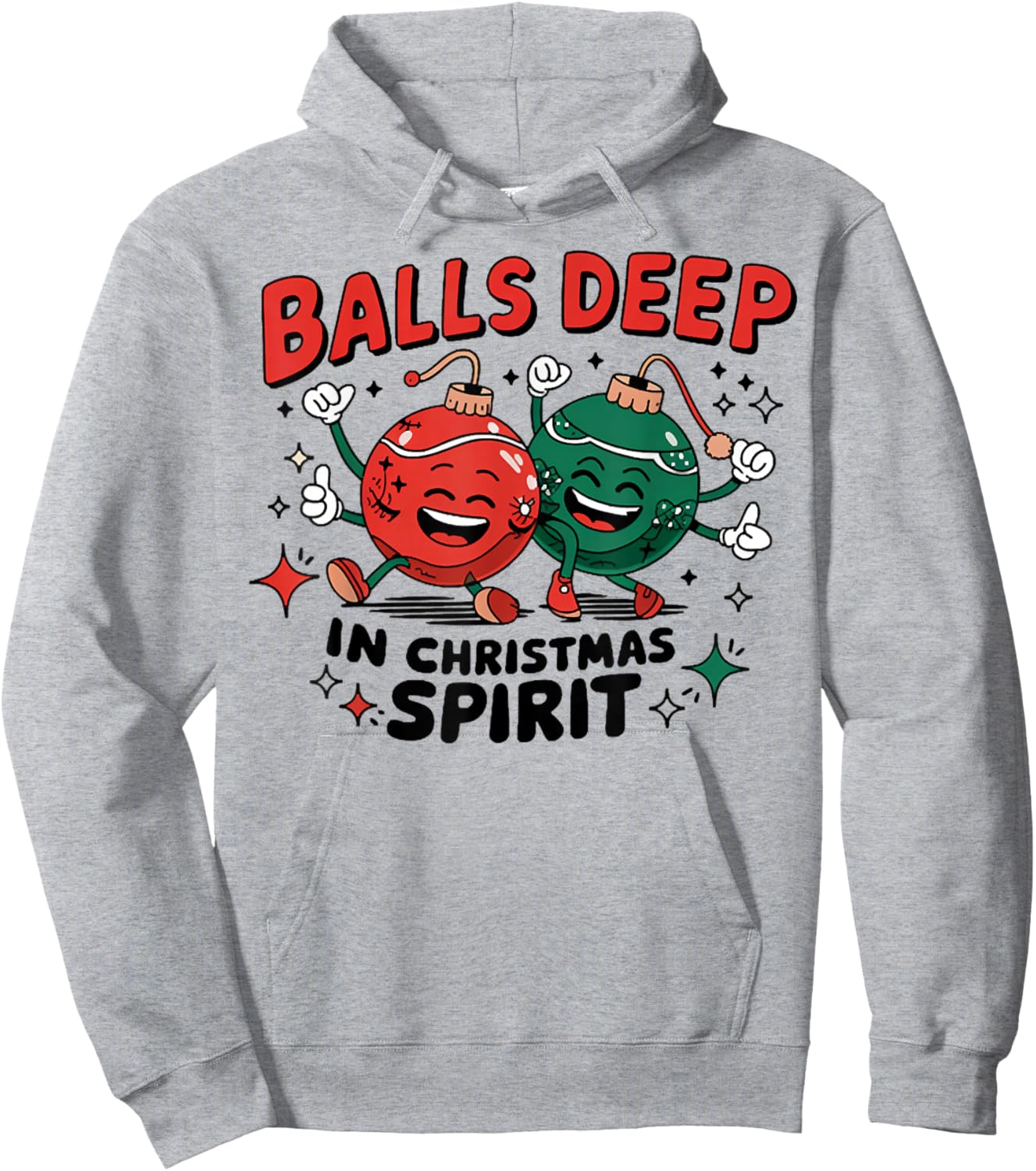 Balls Deep in Christmas Spirit, Merry Christmas Bauble Hoodie - Hoodie | Ash