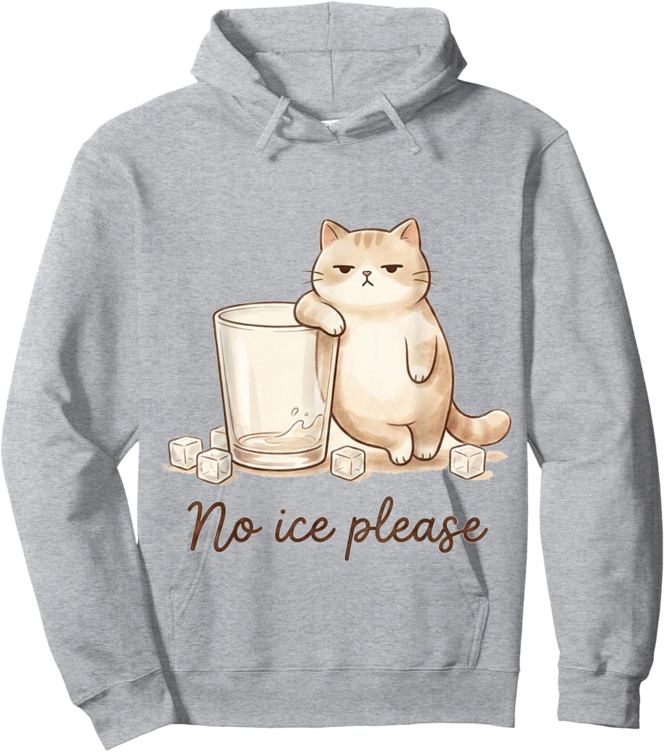 No Ice Please Cat Coffee Humor Artwork Hoodie - Hoodie | Ash