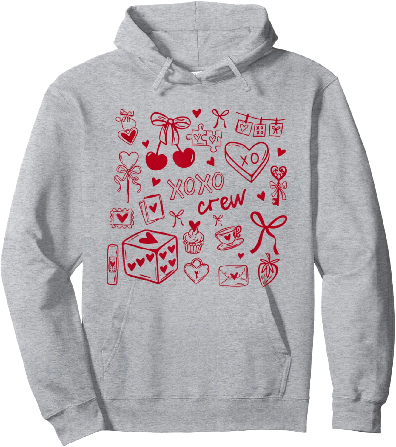 Women XOXO Crew Valentine's Day Galentine's Day Matching Hoodie - Hoodie | Ash