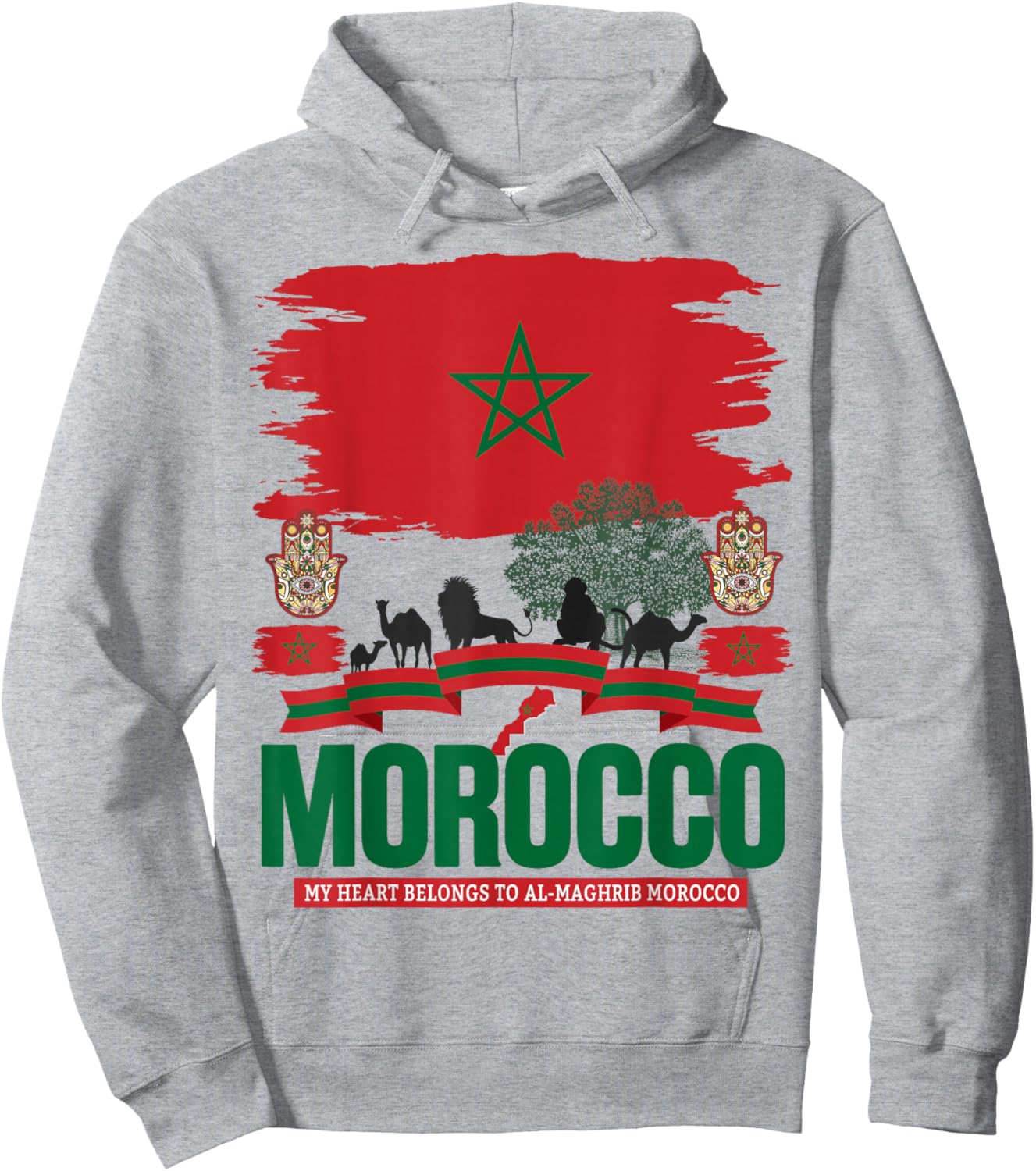 Morocco Flag Outfit Idea for Kids Moroccan Themed Maroc Hoodie - Hoodie | Ash