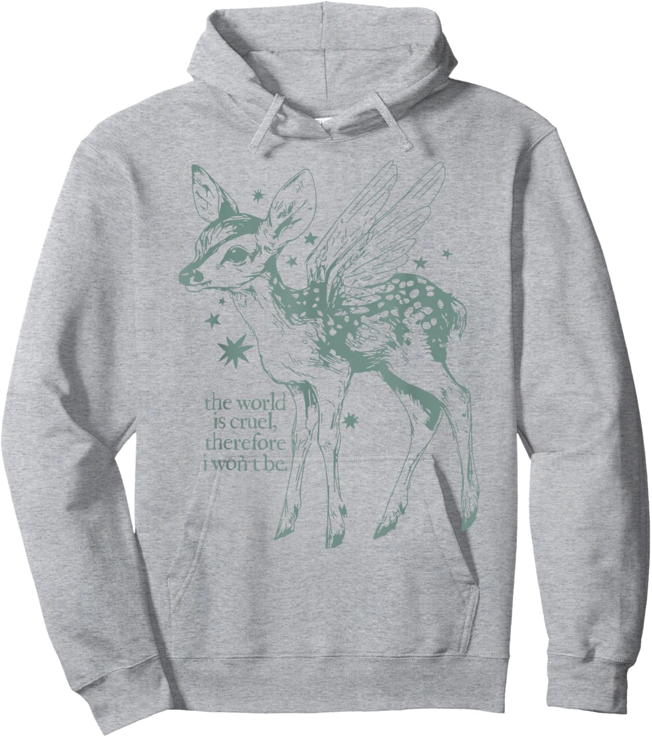 The World is Cruel Therefore I Won't Be Fawn with Angel Wing Hoodie - Hoodie | Ash