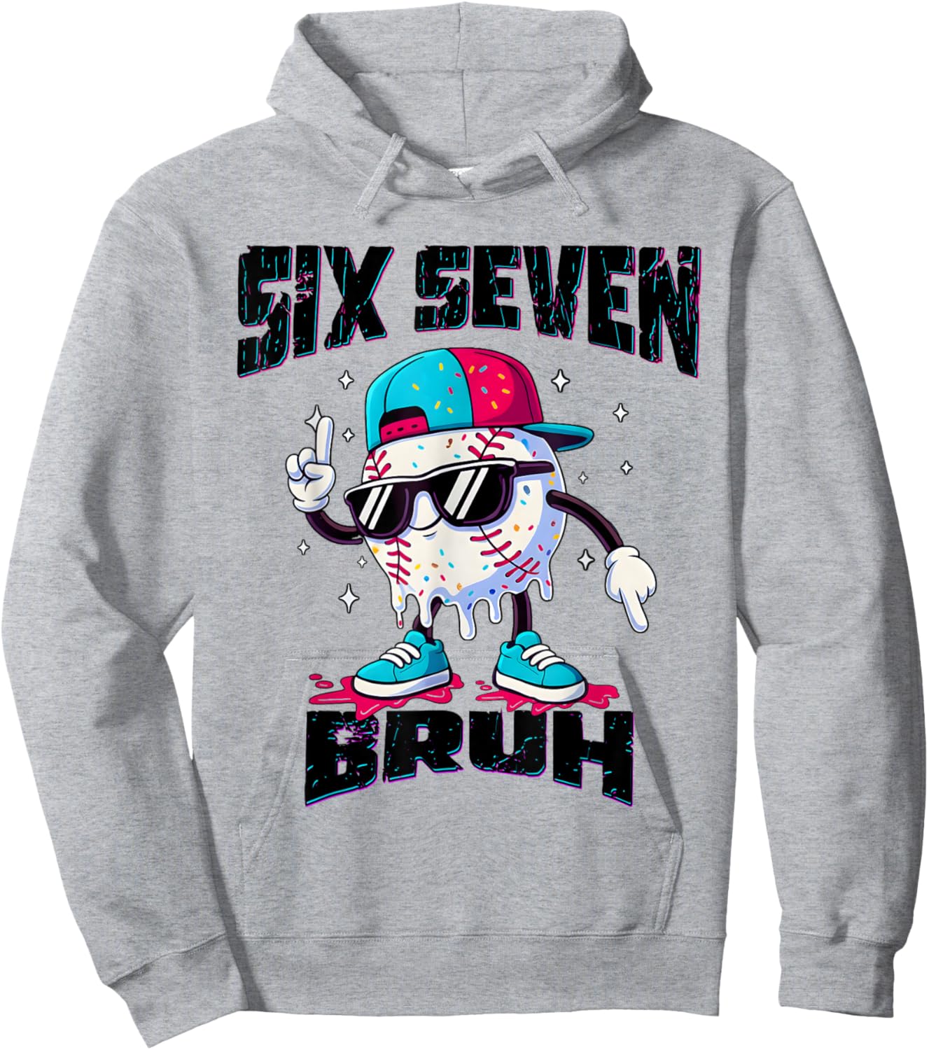67 Meme Six Seven Funny Baseball Ice Cream Drip Girls Boys Hoodie - Hoodie | Ash