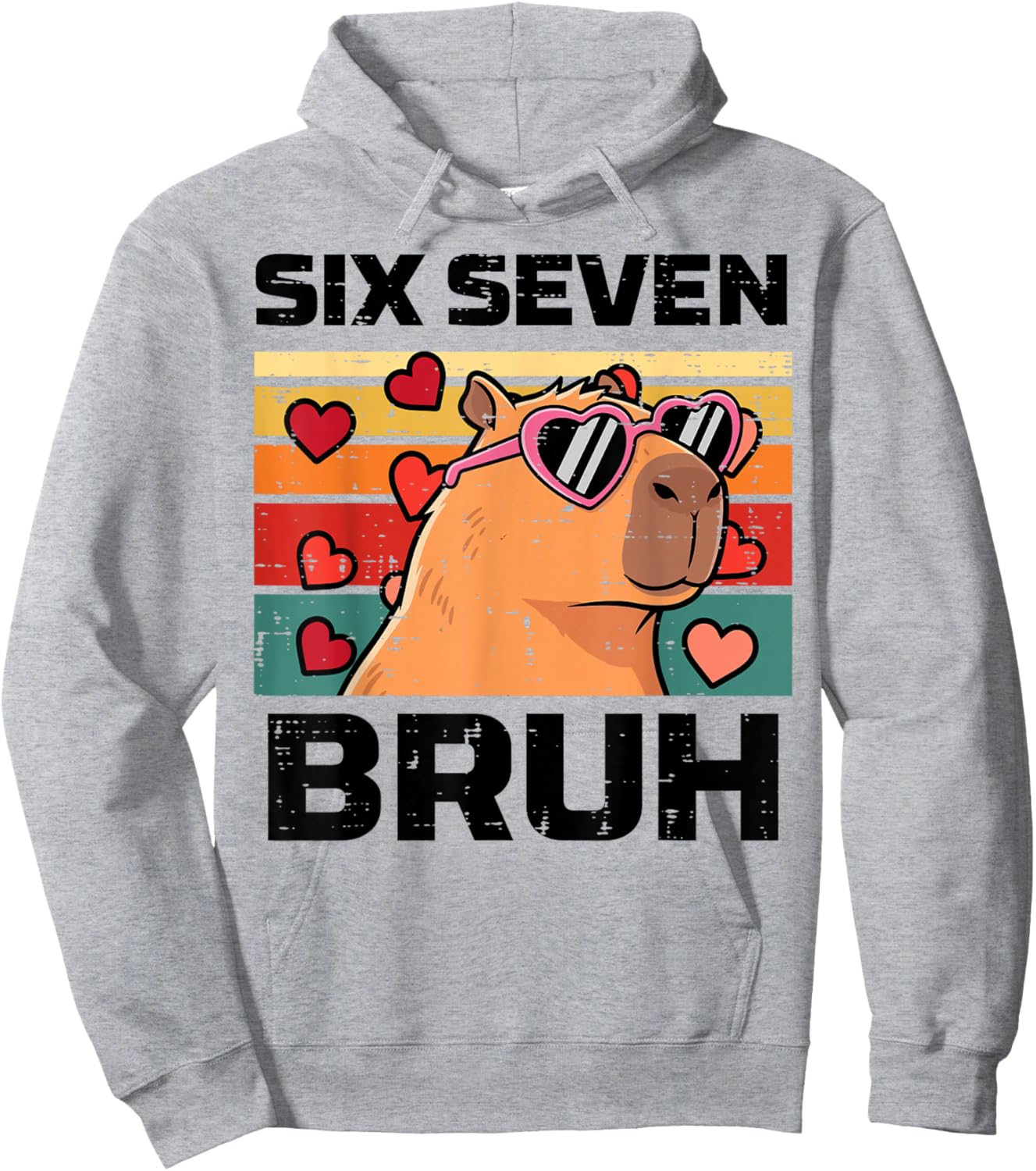 Six Seven Bruh Capybara 6 7 Valentines Day Kids Boys Youth Hoodie - Hoodie | Ash