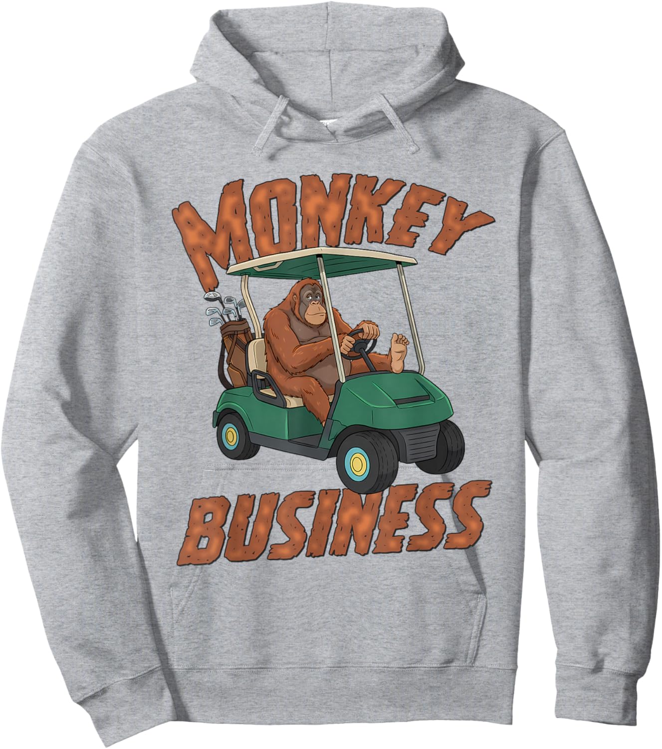 Golf Lover Orangutan Driving Golf Cart Monkey Business Hoodie - Hoodie | Ash