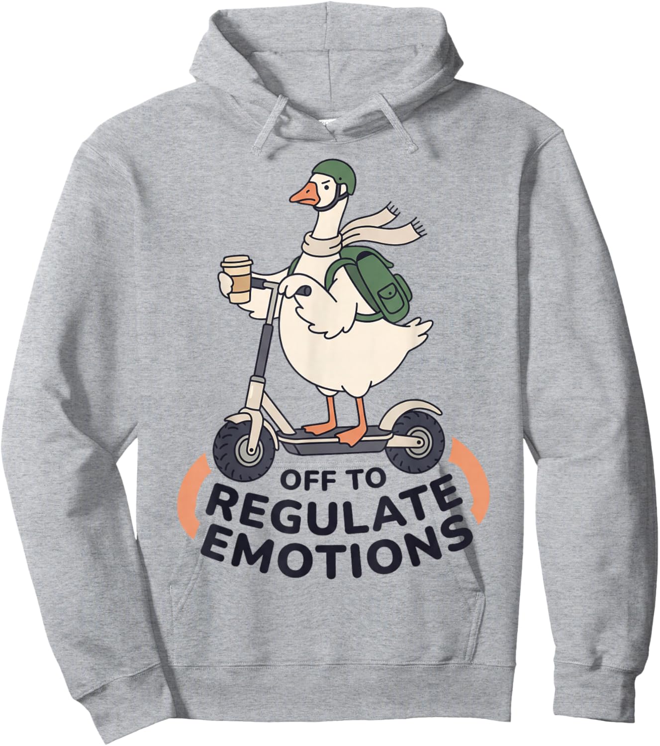 Off to Regulate Emotions Funny Goose on Scooter Therapy Meme Hoodie - Hoodie | Ash