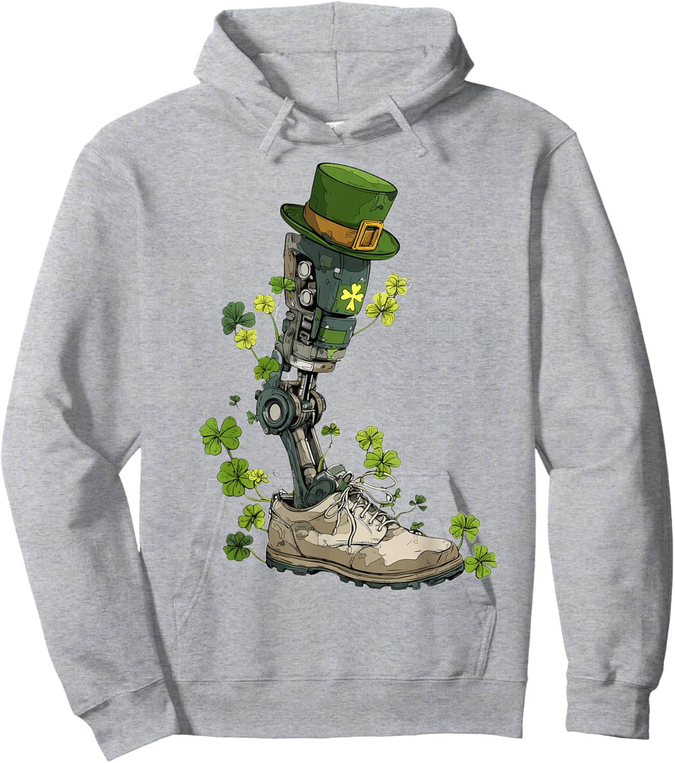 Amputee Prosthetic Amputated St. Patricks Day Pattys Day Hoodie - Hoodie | Ash
