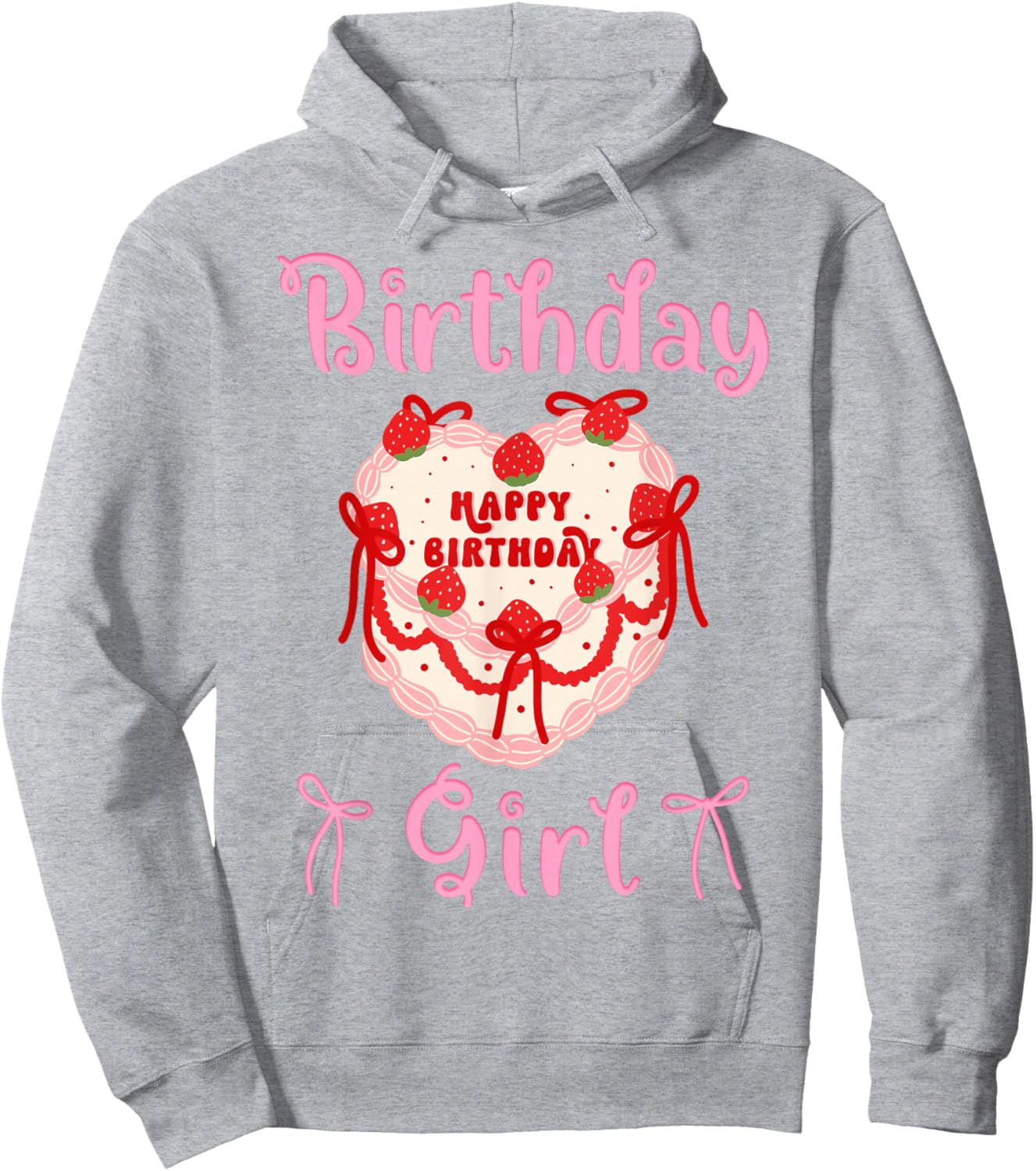 Happy Birthday Girl Coquette Bow for Daughter Sister Or Twin Hoodie - Hoodie | Ash